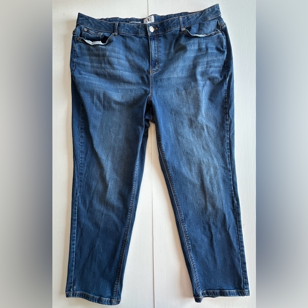 d/C Jeans Dark Wash Blue Women's Curvy Fit Wide Leg Stretch Size 24